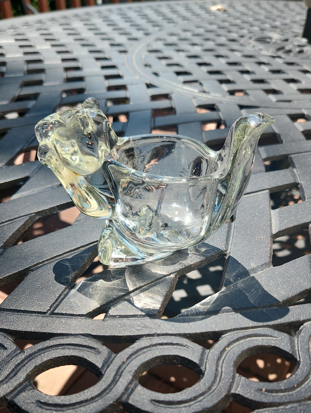 Vintage Avon Ckear Glass Squirrel Votive/Tealight Candle Holder